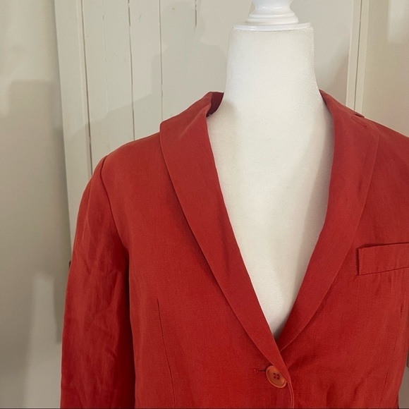 MaxMara Red 100% Linen Blazer Size 12 - Picture 2 of 5